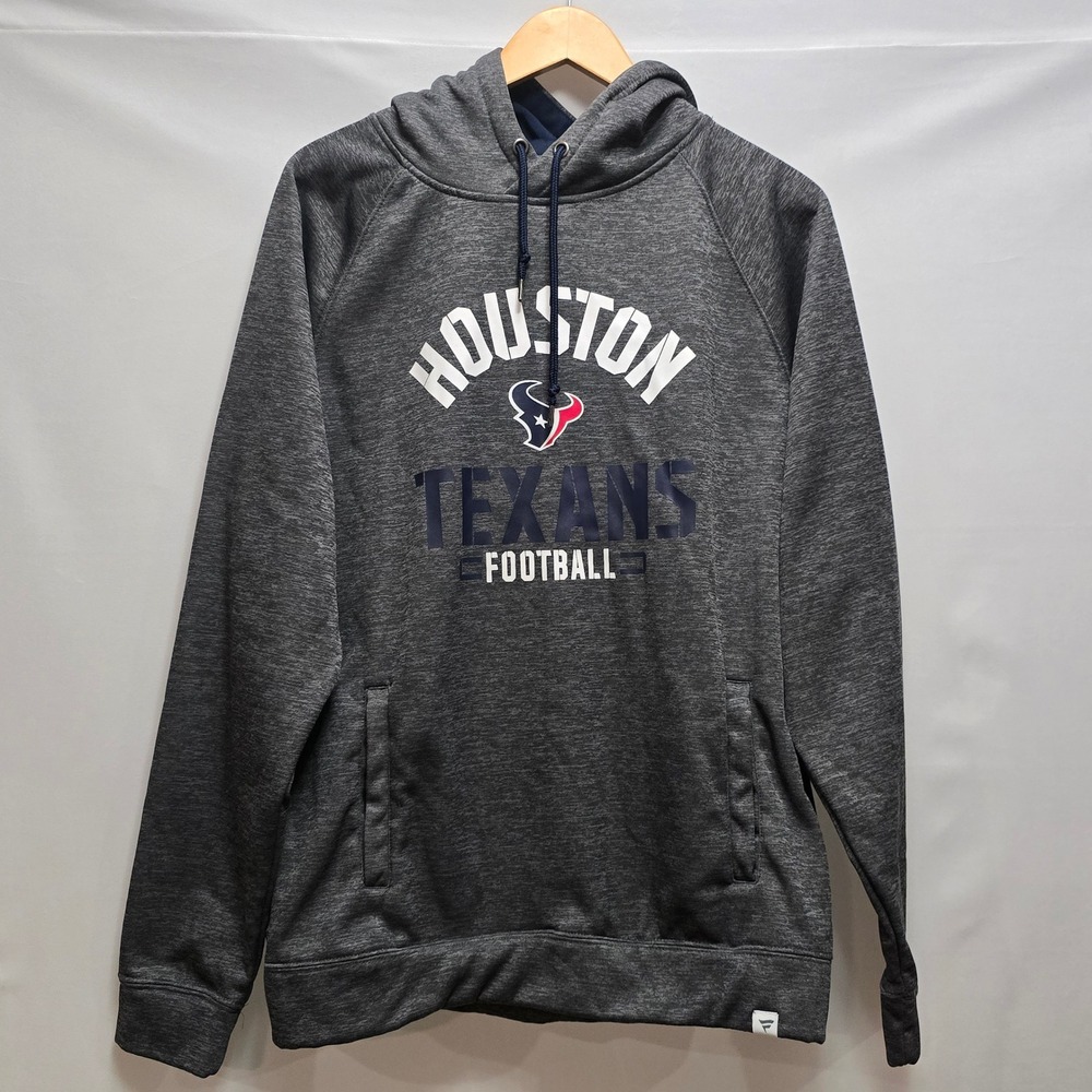 Houston Texans Football Hoodie Athletic Pullover Mens Sz L Charcoal Gray Pockets